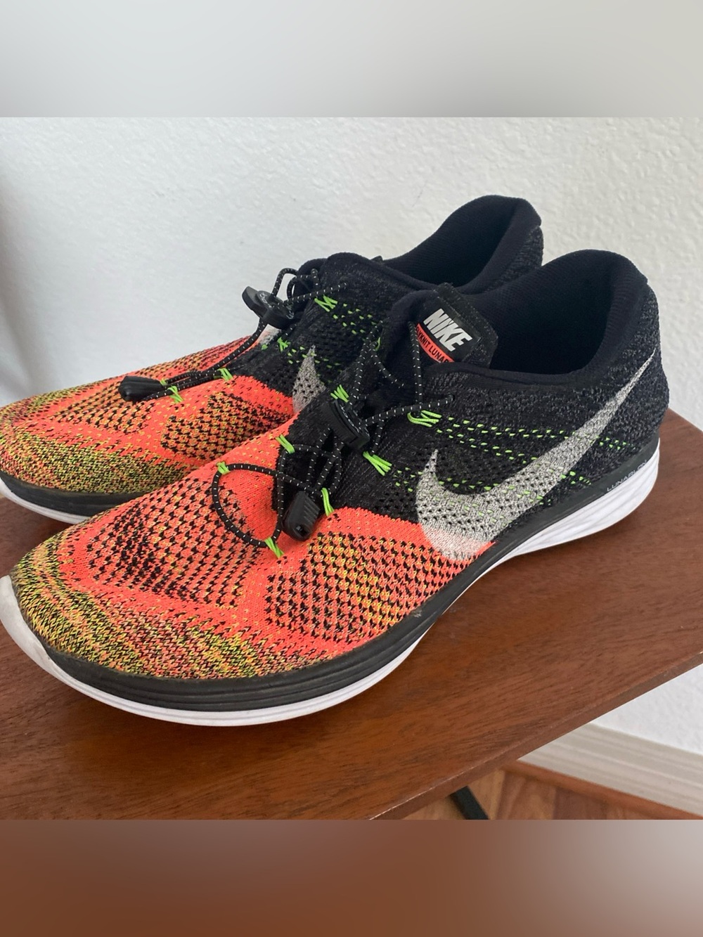 Nike Flyknit Running Shoes - Black & Orange Gradient size 12